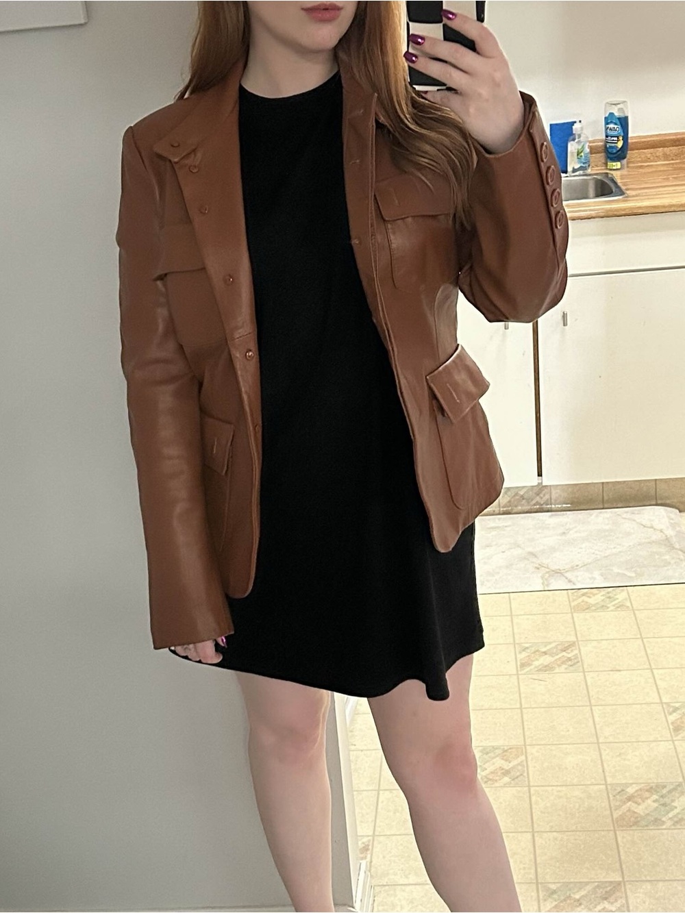 Identify Women’s Brown Leather Blazer Jacket